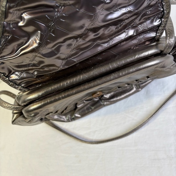 Atalla Vintage 80s 40s Art Deco Geometric Textural Metallic Genuine Leather Bag - Picture 7 of 16